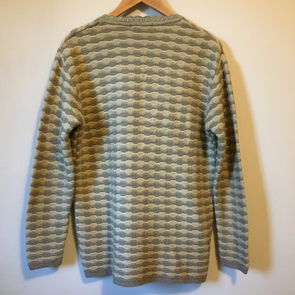 Vintage Sage and Cream Chunky Knitted Button Down Cottagecore Cardigan - Picture 3 of 12